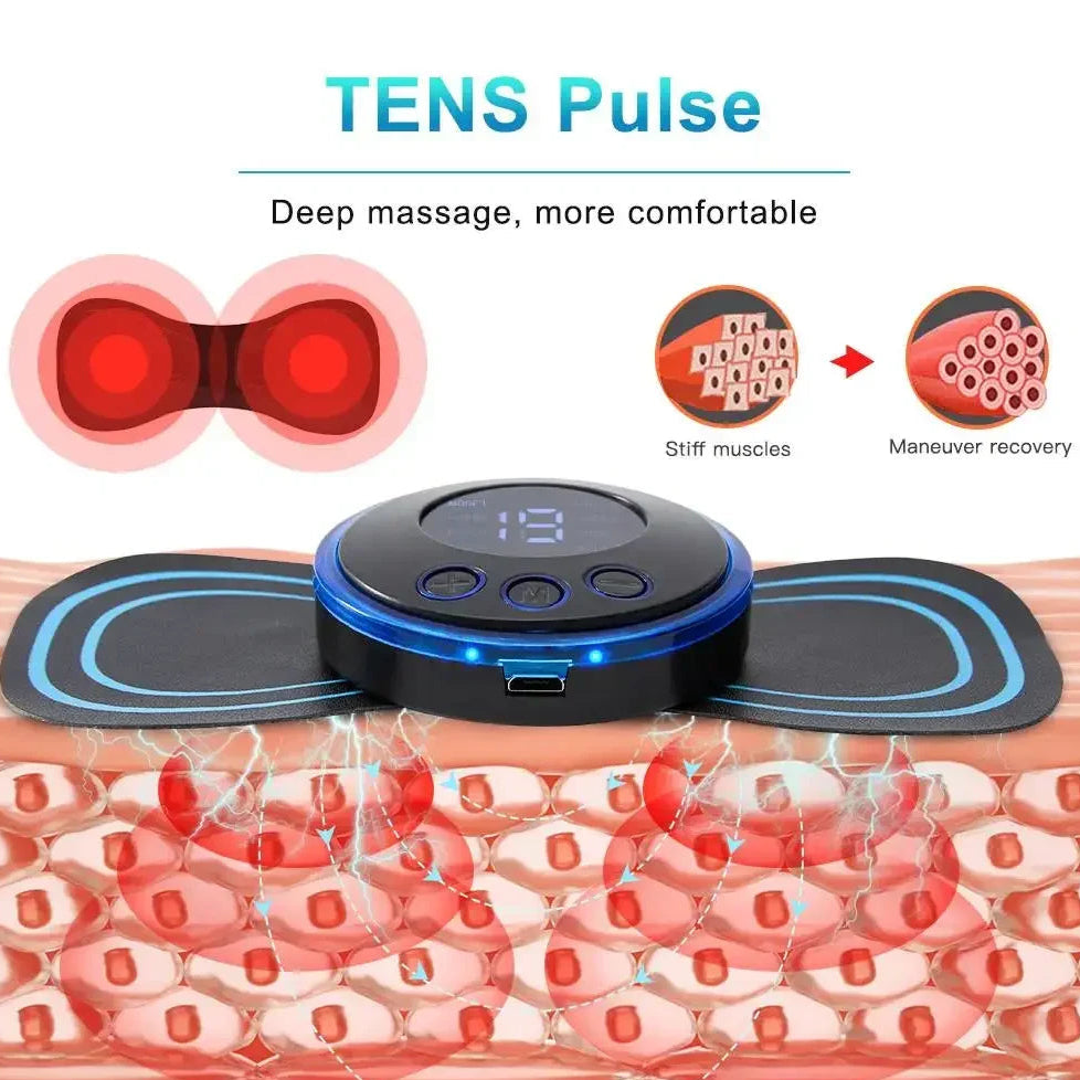 Electric EMS Neck Massager Mini Cervical Back Patch Stimulator Massageador Mat Portable Gel Pad Stickers Slim